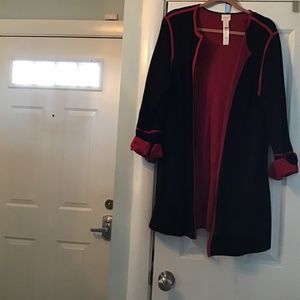Black with red trim sweater coat